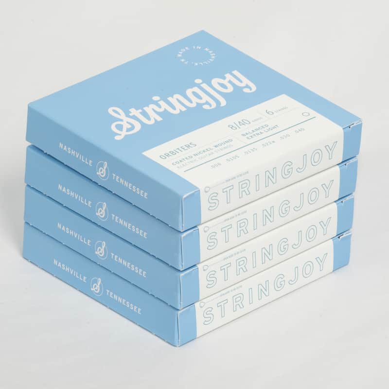 (4 sets) Stringjoy 8-40 Balanced Extra Light Orbiters - Coated Nickel Electric Guitar Strings image 1