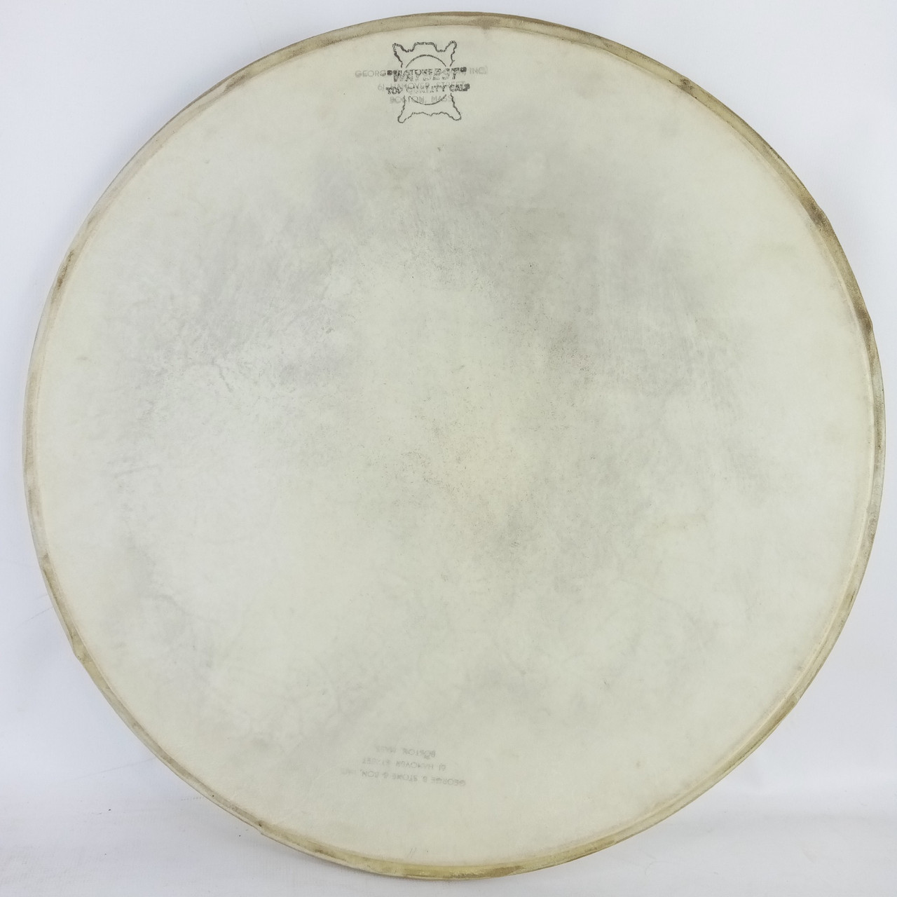 George Stone 14" Calf Skin Snare Drum Batter Head Leedy Waybest Way Vintage1900s — main photograph