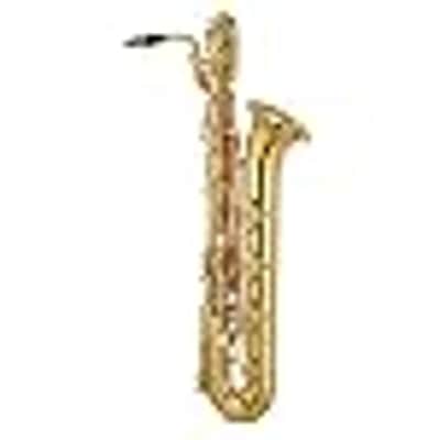 Yamaha Professional Baritone Saxophone; key of Eb; low A; high F# key; two-piece bell; peg receiver; 5C mouthpiece; case with wheels image 3