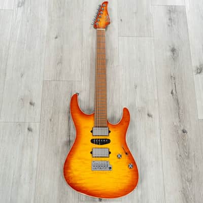 Suhr Custom Modern HSH Guitar, 5A Roasted Birdseye Maple Fretboard, Curly Maple Top, Suhr Burst image 3