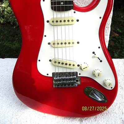 Hondo H76 Stratocaster Guitar, 1980's, Korea, Red, Fresh Setup image 3