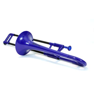 OB pInstrument pBone mini Plastic Trombone, Comfortable Ergonomic Grip,  Blue image 2