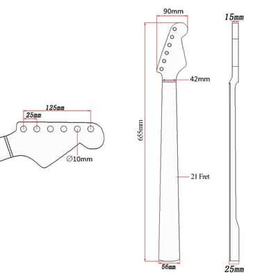 21-Fret Electric Guitar Neck Canadian Maple Handle Integrated Fingerboard for Strat image 6