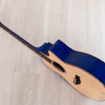 2023 Taylor Custom Grand Auditorium Acoustic Electric Guitar Trans Blue w/ Lutz Spruce + Quilted Maple image 14
