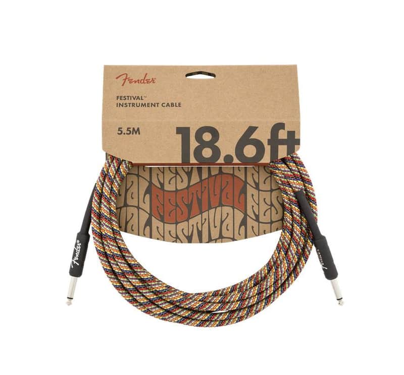 Fender 18.6' Festival Instrument Cable Pure Hemp Rainbow image 1