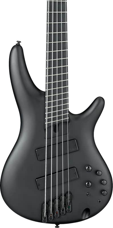 Ibanez SRMS625EX Iron Label Multi-Scale 5-String Bass Guitar, Ebonol Fingerboard, Black Flat image 1