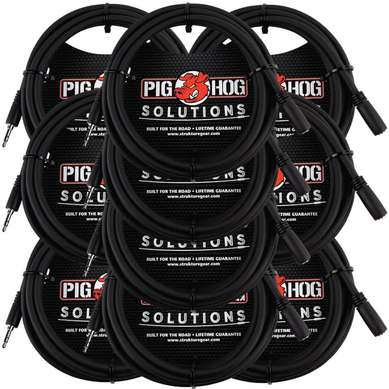 10 Pack Pig Hog Solutions PHX35-10 HeadPhone Extension Cable, 3.5mm 10ft - New image 1