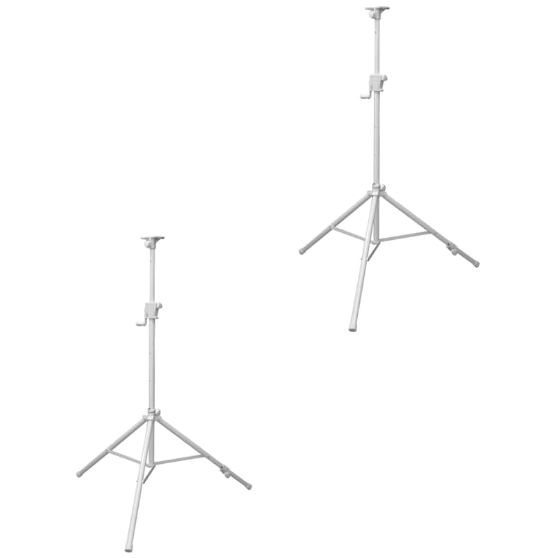 2x Odyssey 8.5′ White Single Adjustable Leg Tripod Stands with Height Adjustable Crank image 1
