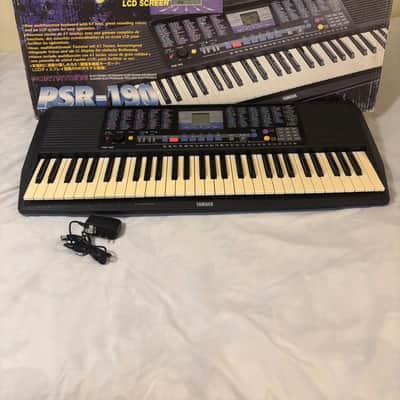 Vintage Yamaha Portatone PSR-190 Keyboard w/Box, Power Cord, + Manual. WORKS