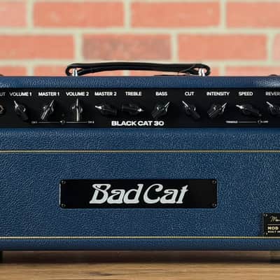 Bad Cat Custom MOD Shop Black Cat 30-watt Electric Guitar Amp Head - Custom Navy Blue Tolex (with Gold Piping) image 1