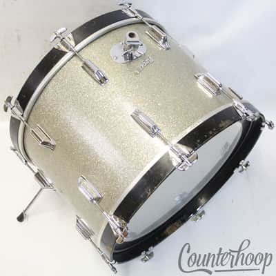 *Rogers 20x14"Cleveland Silver Sparkle"Top Hat"Bass Drum Holiday Vintage 60s USA image 2