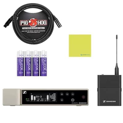 SENNHEISER Wireless Microphone System Bundle with 10ft Pig Hog Mic Cable, 4 AA Batteries & Polishing Cloth – SK Wireless Bodypack Base System, Q1-6 (470-526 MHz), 508740 image 1