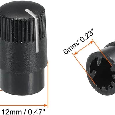 Potentiometer Control Knob ABS Guitar Knob for Electric Guitar Power Amplifiers Stereos,Bass Volume Tone 180 Degrees Rotary Knob 6mm D Type Shaft Black White 5PCS image 2