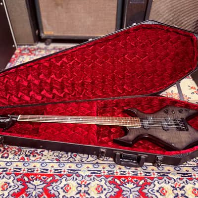 2000 B.C. Rich N.J. Neck Thru Series Warlock Bass - Made In Korea - Transparent Black w/ Coffin Case Bild 24