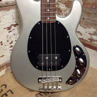 Used Sterling by Music Man Ray34CA Classic Active Bass Guitar  Silver Metallic image 1