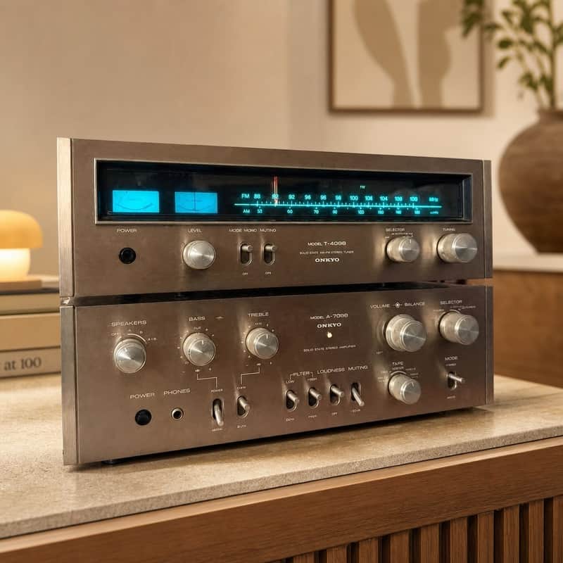 Onkyo A-7055 + T-4055 Rare Vintage Mint Amplifier Tuner Set Serviced Warranty image 1