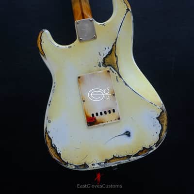 Squier Stratocaster Vintage White HSS Made in USA Aged Relic by East Gloves Customs (RARE) image 6