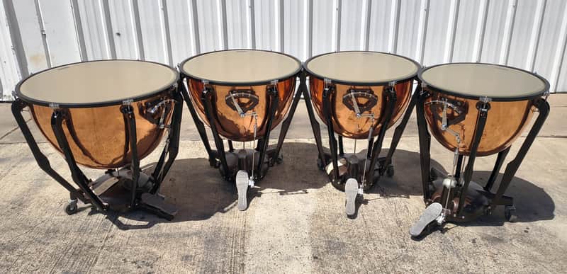 Set of 4 Ludwig Standard Series Polished Copper Timpani with Gauges - 23"/26"/29"/32" image 1