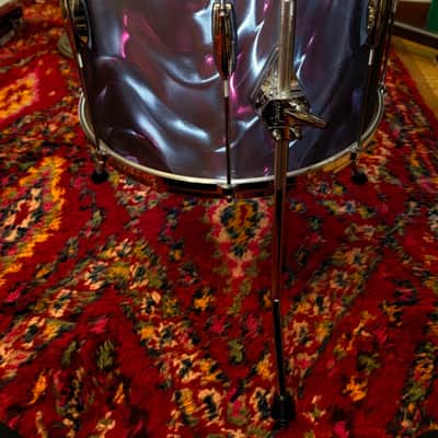 Gretsch 14"x16" FLOOR TOM w/Legs USA Custom Heritage Lugs - Black Satin Flame Nitron Wrap *EXCELLENT* 2024 image 7