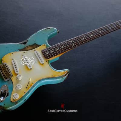 Fender Stratocaster 50th Anniversary Daphne Blue/Silver Aged Relic image 10