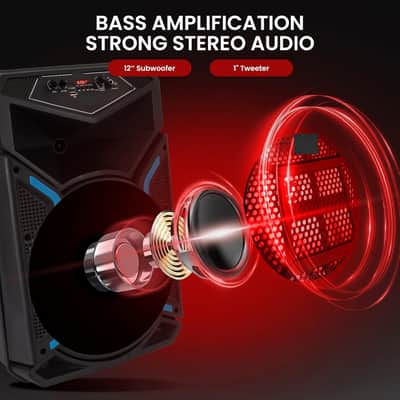 Portable Bluetooth PA Speaker System - 800W Outdoor Bluetooth Speaker Portable PA System w/ Microphone In, Party Lights, MP3/USB, FM Radio, Rolling Wheels - Mic, Remote image 3