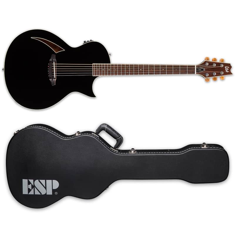 ESP LTD TL-6 Black Thinline Acoustic-Electric Guitar + Hard Case TL6 TL 6 image 1