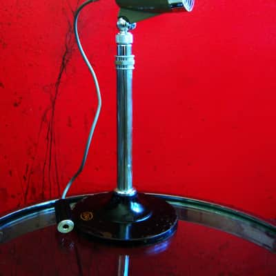 Vintage 1960's AMD 38-015 crystal microphone Hi Z "bullet" harp mic w cable and Aiwa stand Olson Monarch Calrad Argonne image 2