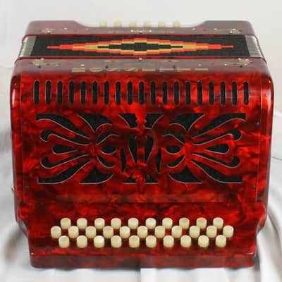 NEW Red Decorated Rossetti Diatonic Button Accordion GCF Sol  31 12 image 3
