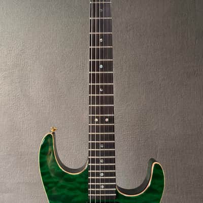 Charvel USA Custom Dinky EMG HSS FR Transparent Green 2004 w/ Hard Case - Quilted Maple image 3