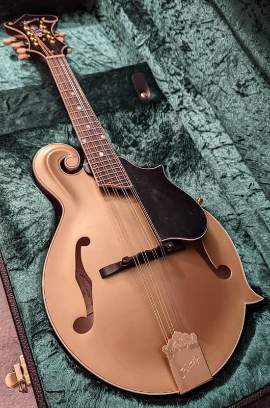 Kentucky KM-858 Gold Top Artist Level Mandolin Package, w/setup, deluxe case, & shipping image 1