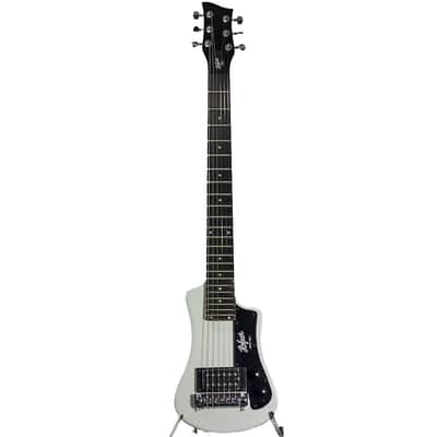 Hofner Shorty Guitar White Limited Travel Electric Guitar w/ Gigbag image 4