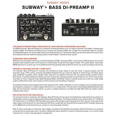 Mesa/Boogie Subway+ Bass DI-Preamp II  *IN STOCK* image 5