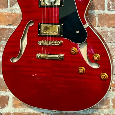 Washburn HB35-WRK Semi-Hollowbody Wine Red, Fantastic Tone, Professional Setup Hard Shell Case & Ships Fast Too ! image 1