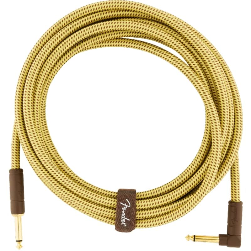 Fender Deluxe Series Instrument Cable, Straight/Angle, 15', Tweed image 1
