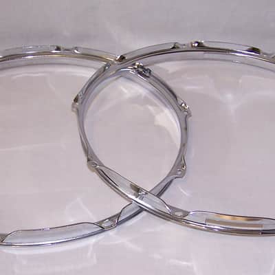Immagine 14" Chrome Over Steel 10 Lug Triple Flanged Snare Drum Hoop Set - 7