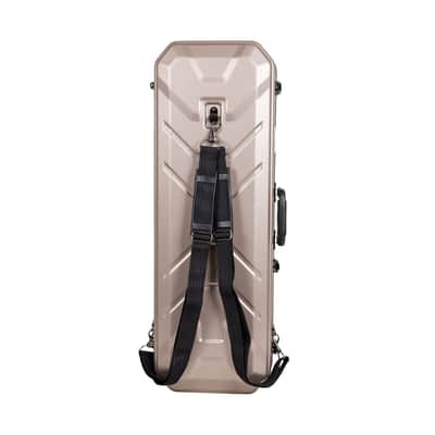 Crossrock 4/4 size Violin Case | ABS Molded Hardshell with Interior Compartment, 2 Bow Holders, Security Lock, and Detachable Straps-Champagne image 6