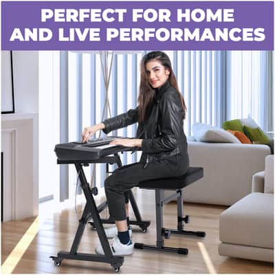 Liquid Stands Piano Keyboard Stand and Bench Set - Sturdy Keyboard Music Stand w/ Wheels and Seat image 6