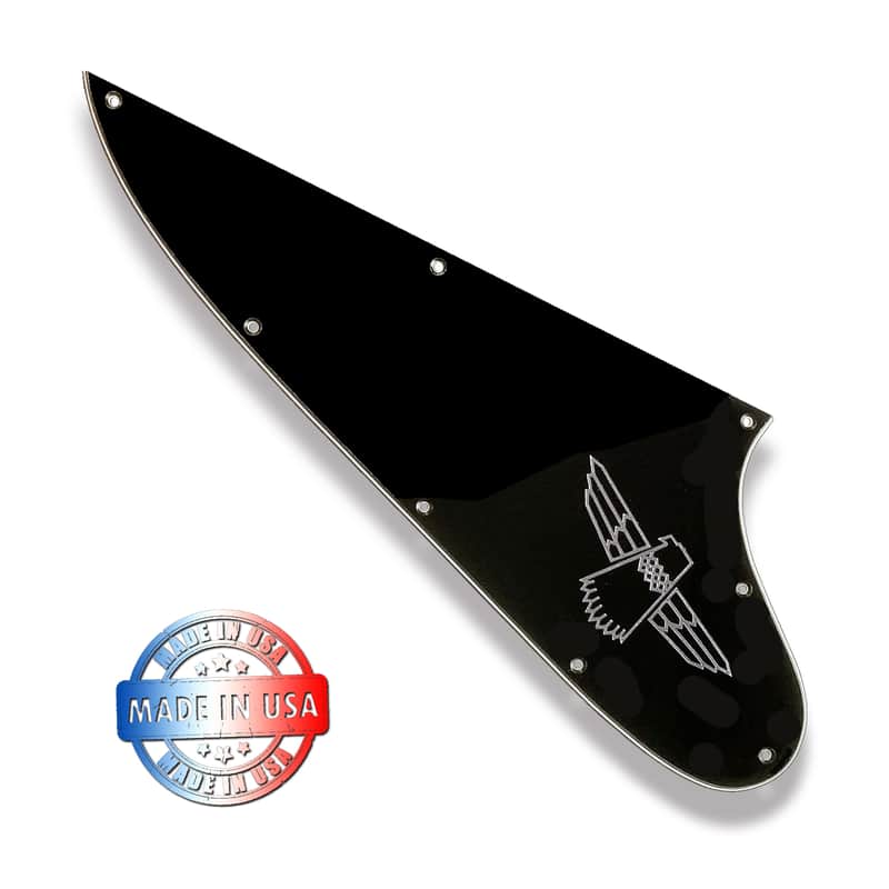 USA Made New 3 Ply Black Pickguard for 1987-1998 Gibson Thunderbird Bass + Chrome Decal image 1