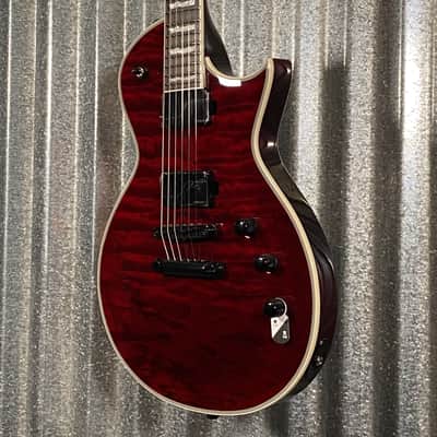 ESP LTD EC-1000 QM Quilt Top See Thru Black Cherry Fluence Guitar & Case #0202  Used image 6