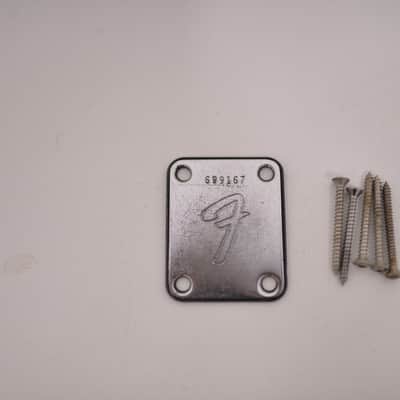 1976 Vintage Fender Telecaster Neckplate F-Logo w/Original Screws 1970's Guitar Jazz Precision Bass PBass Jazzmaster image 1