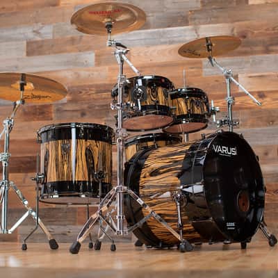 VARUS CUSTOM DELUXE 5 PIECE DRUM KIT, MAHOGANY SHELLS, ROYAL EBONY VENEER image 2