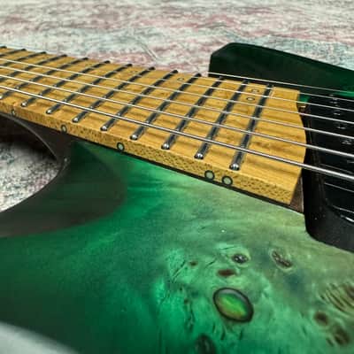 Headless Multiscale 7 String Electric Guitar in Trans Green Burst w/Deluxe GigBag image 14