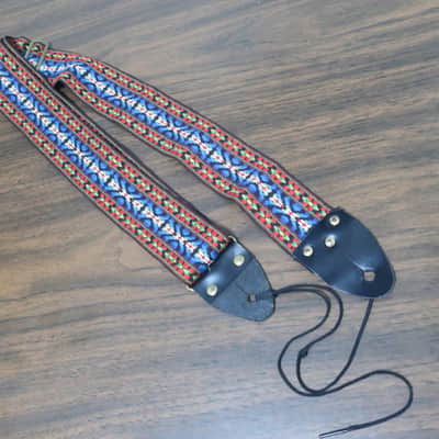 Vintage 1960 Guitar Strap Embroidered Orange Blue Diamond Pattern Ace Bobby Lee image 6