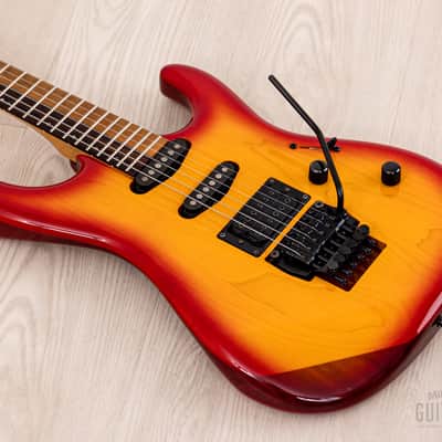1990 Edwards by ESP Vision Alpha SSH Superstrat Cherry Sunburst w/ Floyd Rose image 9