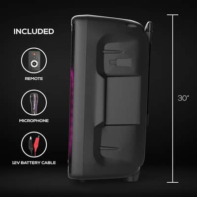 15" High Powered Bluetooth Party Speaker – Deep Bass, Loud Sound System with LED Lights, Includes Microphone and Remote Control image 2