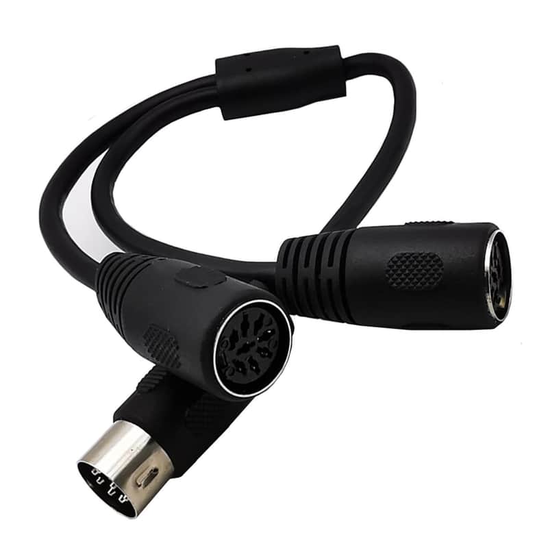 MIDI Cable DIN 8-Pin Plug 1 Male to 2 Female Splitter Y MIDI Cable 8 Pin Jack Adapter for MIDI Keyboard, Electric Piano, Guitar and Others.(30cm/1ft) image 1