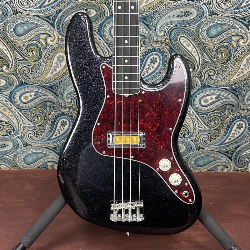 Fender Limited Edition Gold Foil Jazz Bass Black Sparkle image 1