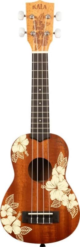 KALA - Hawaiian Hibiscus Soprano Mahogany Ukulele With Bag image 1
