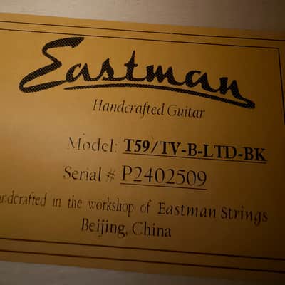 Eastman T59/TV-B-LTD-BK Limited Edition Semi Hollowbody Electric Guitar w/ Hard Case & Free Pro Setup image 5