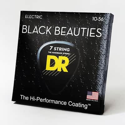 DR BKE7-10 Black Beauties Black Coated 7 string Electric Guitar Strings 10-56 image 1